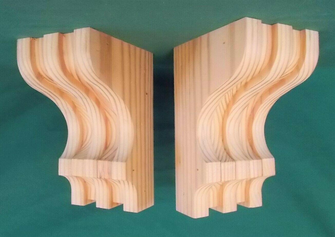 Pair Of Wood Corbels Shelf Support Reclaimed Material 5 X 8 X 4-1/8 (#2935r)
